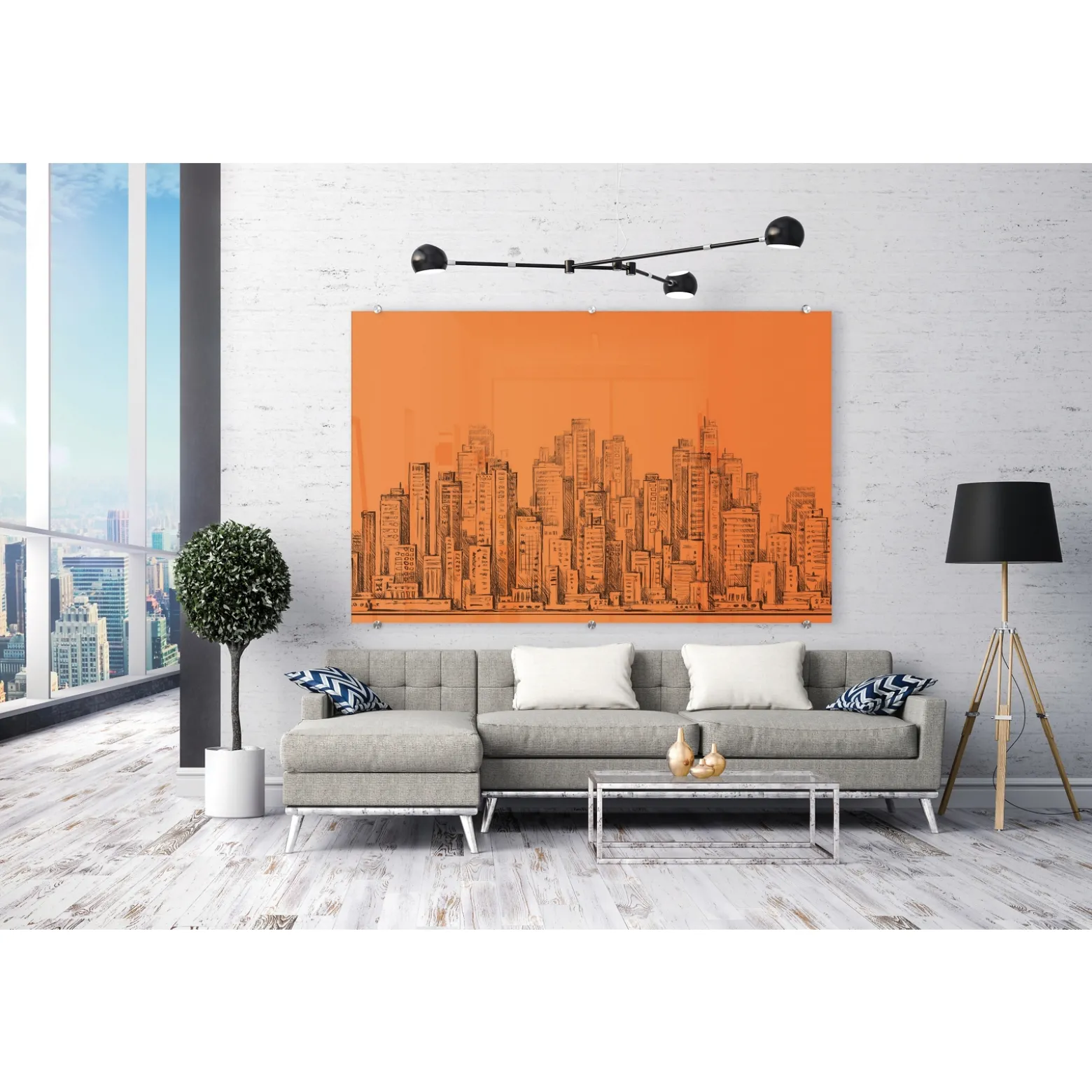 8' W x 4' H Magnetic Square Corner Glass Board