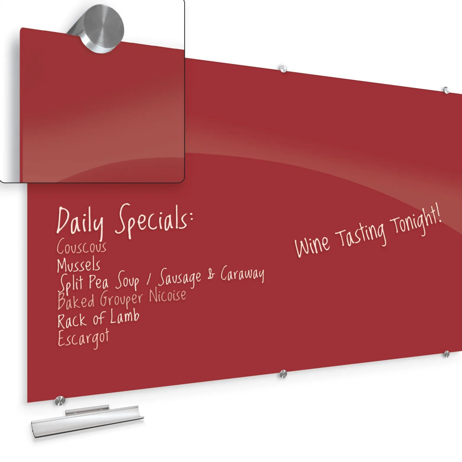 8' W x 4' H Magnetic Square Corner Glass Board