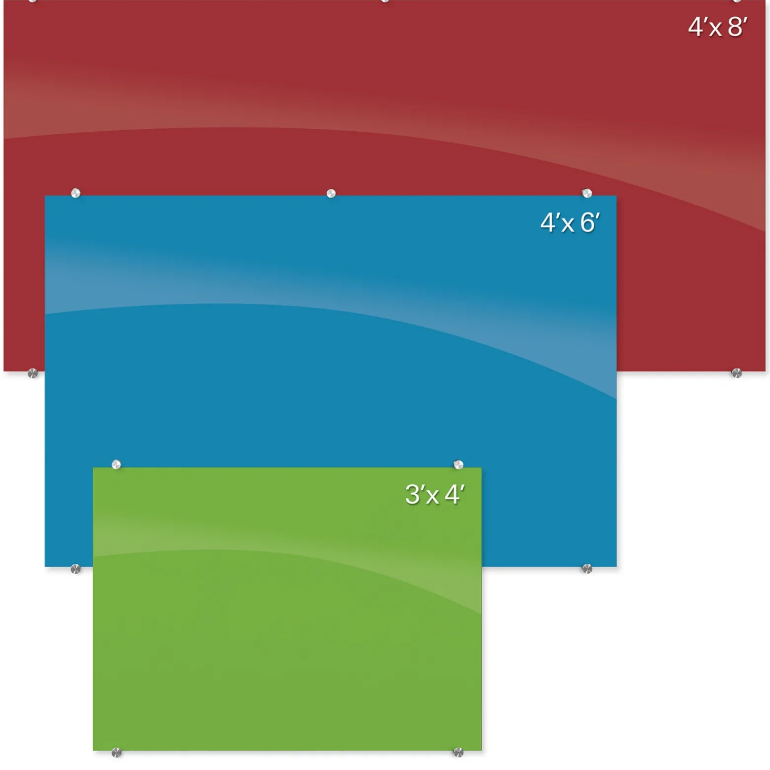 8' W x 4' H Magnetic Square Corner Glass Board