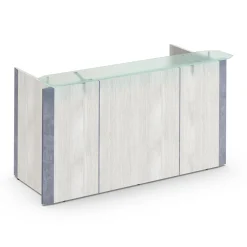 Allure Glass Top Reception Desk - 80"W x 38"D