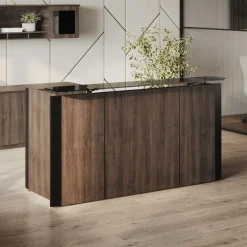 Allure Glass Top Reception Desk - 80"W x 38"D