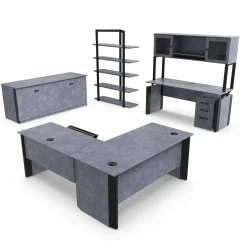 Allure Reversible Height Adjustable L-Shaped Standing Desk Office Suite