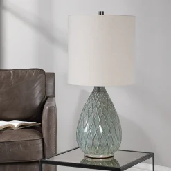 Aqua Rusted Ceramic Table Lamp