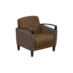 Arc Collection Fabric or Fabric/Polyurethane Arm Chair with Wood Arms