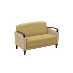 Arc Collection Fabric or Fabric/Polyurethane Loveseat with Wood Arms
