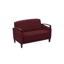 Arc Collection Fabric or Fabric/Polyurethane Loveseat with Wood Arms