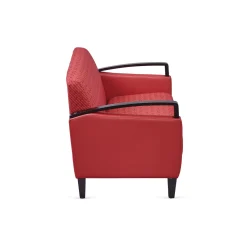 Arc Collection Fabric or Fabric/Polyurethane Loveseat with Wood Arms