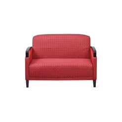 Arc Collection Fabric or Fabric/Polyurethane Loveseat with Wood Arms