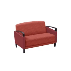 Arc Collection Fabric or Fabric/Polyurethane Loveseat with Wood Arms