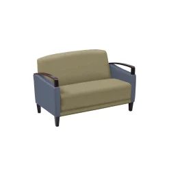 Arc Collection Fabric or Fabric/Polyurethane Loveseat with Wood Arms