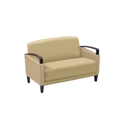 Arc Collection Fabric or Fabric/Polyurethane Sofa with Wood Arms