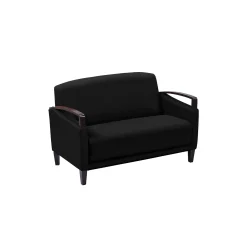 Arc Collection Fabric or Fabric/Polyurethane Sofa with Wood Arms