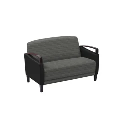 Arc Collection Fabric or Fabric/Polyurethane Sofa with Wood Arms