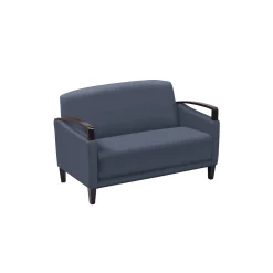 Arc Collection Polyurethane Loveseat with Wood Arms