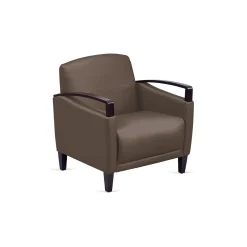 Arc Collection Polyurethane Arm Chair with Wood Arms