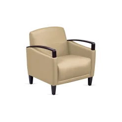 Arc Collection Polyurethane Arm Chair with Wood Arms