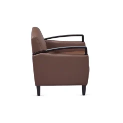 Arc Collection Polyurethane Arm Chair with Wood Arms