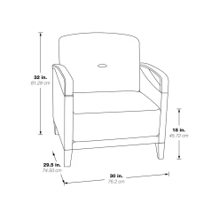 Arc Collection Polyurethane Arm Chair with Wood Arms