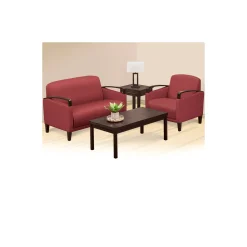 Arc Collection Polyurethane Arm Chair with Wood Arms