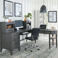 Argenta L-Shaped Desk w/ Lift Top Return and Hutch - 68"W x 73"D