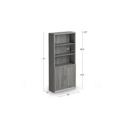 At Work 5 Shelf Bookcase with Doors - 32