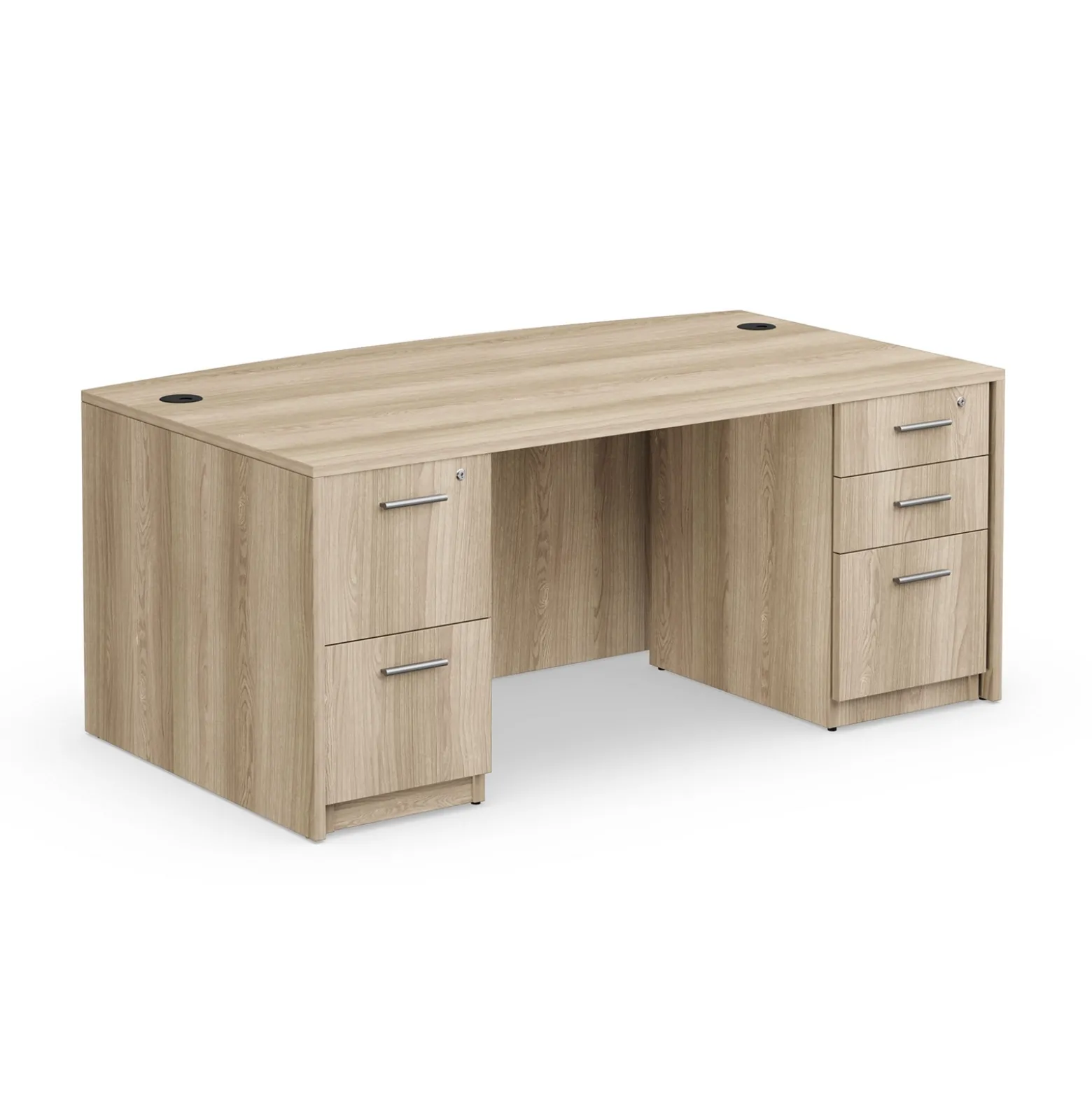 At Work Bowfront Double Pedestal Desk - 71"W x 42"D