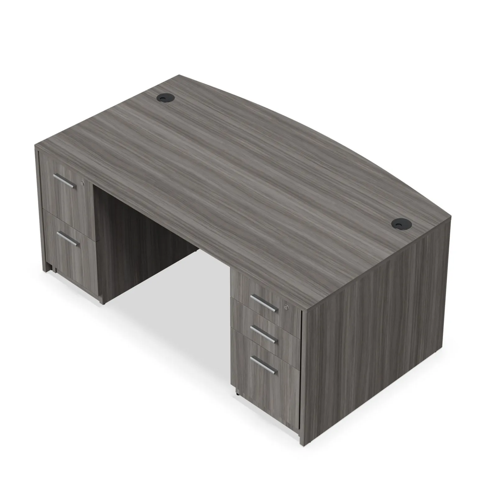 At Work Bowfront Double Pedestal Desk - 71"W x 42"D