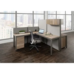 At Work Dual L-Desk Cubicle Workstation with Storage