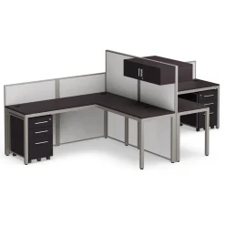 At Work Dual L-Desk Cubicle Workstation with Storage