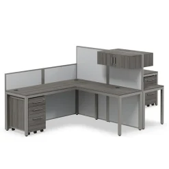 At Work Dual L-Desk Cubicle Workstation with Storage