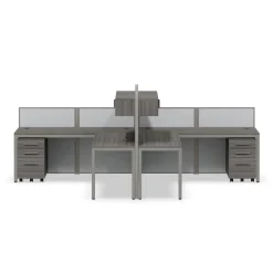 At Work Dual L-Desk Cubicle Workstation with Storage