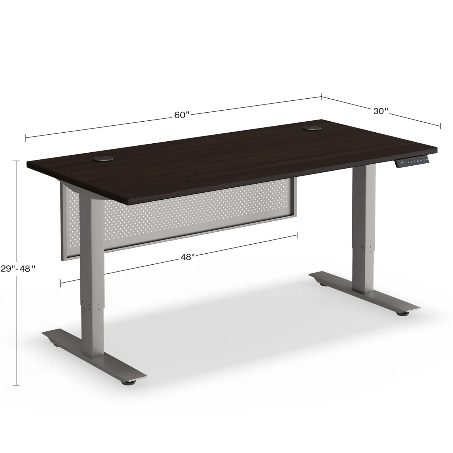At Work Height Adjustable Standing Desk with Modesty Panel - 60"Wx30"D