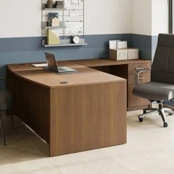 At Work Reversible Bowfront L-Shaped Desk - 71"W x 89"D