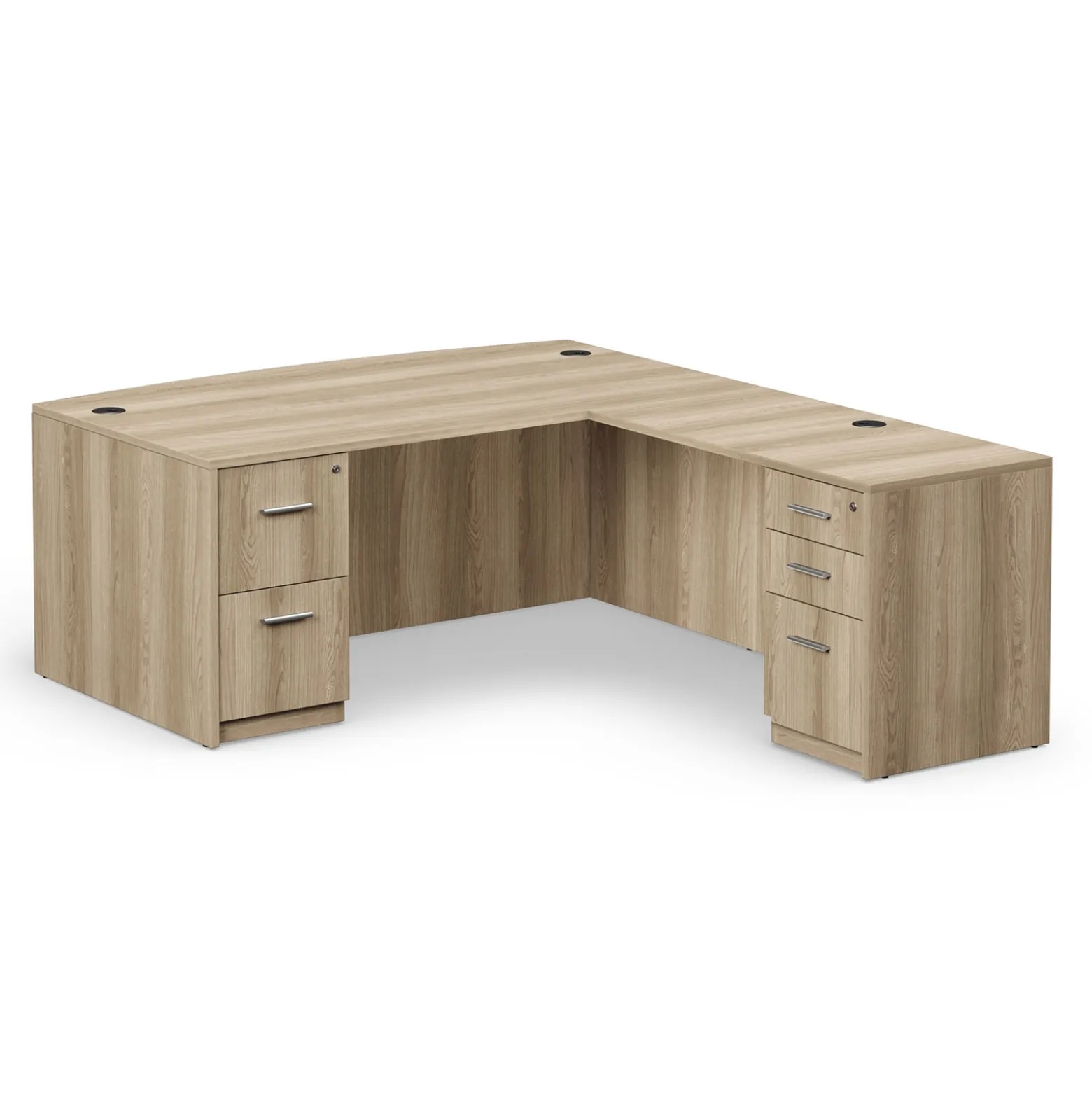 At Work Reversible Bowfront L-Shaped Desk - 71"W x 89"D