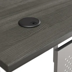 At Work Reversible Height Adjustable L-Shaped Standing Desk with Modesty Panel - 60