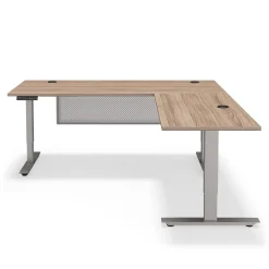 At Work Reversible Height Adjustable Standing L-Desk with Modesty Panel - 72