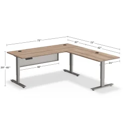 At Work Reversible Height Adjustable Standing L-Desk with Modesty Panel - 72