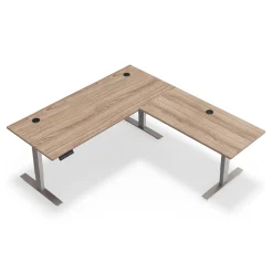 At Work Reversible Height Adjustable Standing L-Desk with Modesty Panel - 72