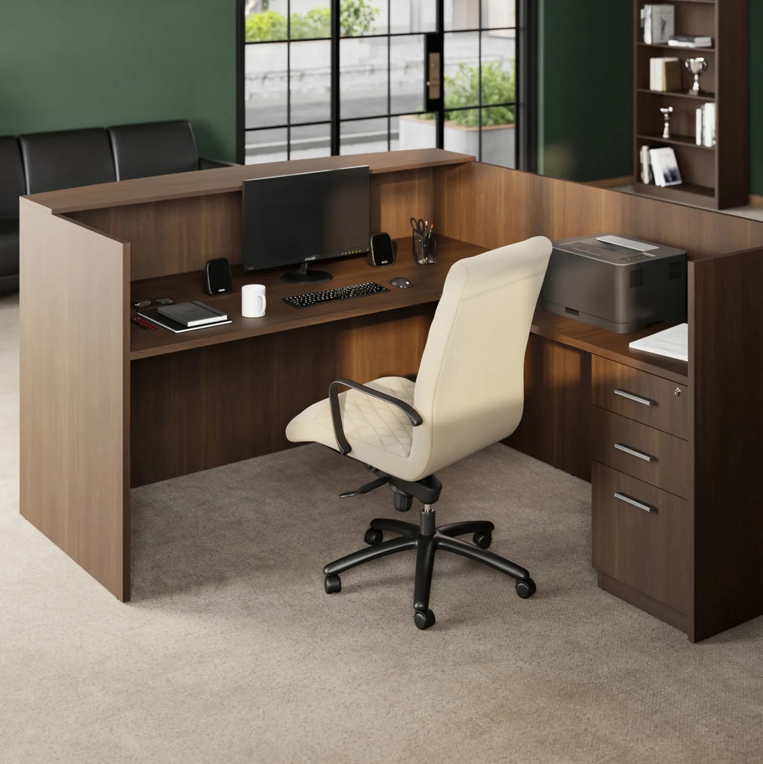 At Work Reversible L-Shaped Reception Desk - 71"W x 30"D