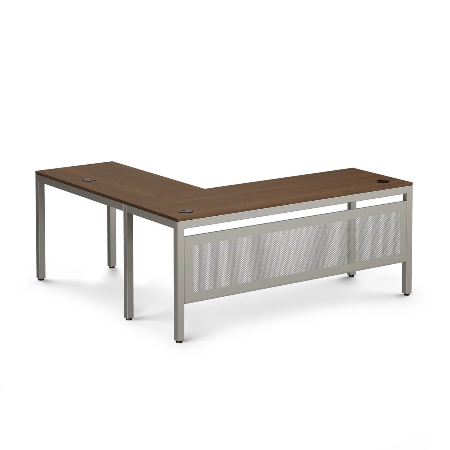 At Work Reversible L-Shaped Desk with Modesty Panel - 60"W X 60"D