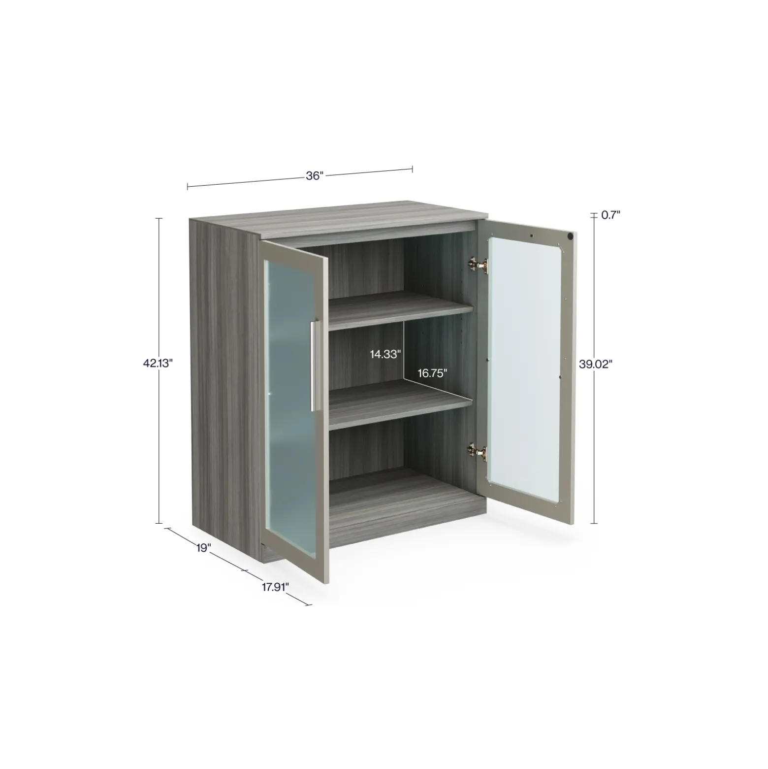 At Work Storage Cabinet with Glass Doors - 36'W x 19"D x 43"H
