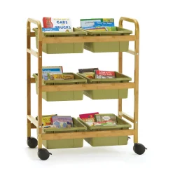 Bamboo Small Book Cart with Tubs - 28