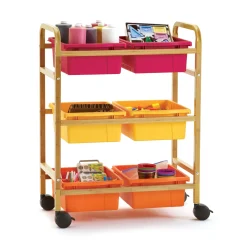 Bamboo Small Book Cart with Tubs - 28