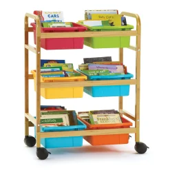 Bamboo Small Book Cart with Tubs - 28