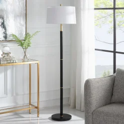 Black Embellished Gold Floor Lamp