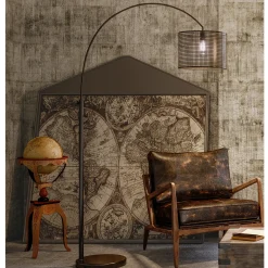 Black Mesh Shade Arched Floor Lamp - 50