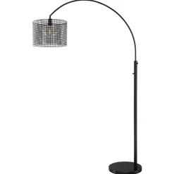 Black Mesh Shade Arched Floor Lamp - 50