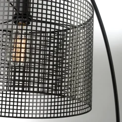 Black Mesh Shade Arched Floor Lamp - 50