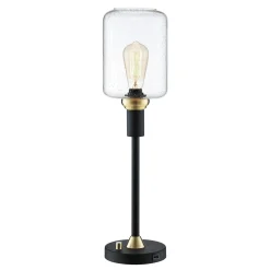 Black Metal Uplight Floor & Table Lamp - Set of 3