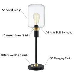 Black Metal Uplight Floor & Table Lamp - Set of 3